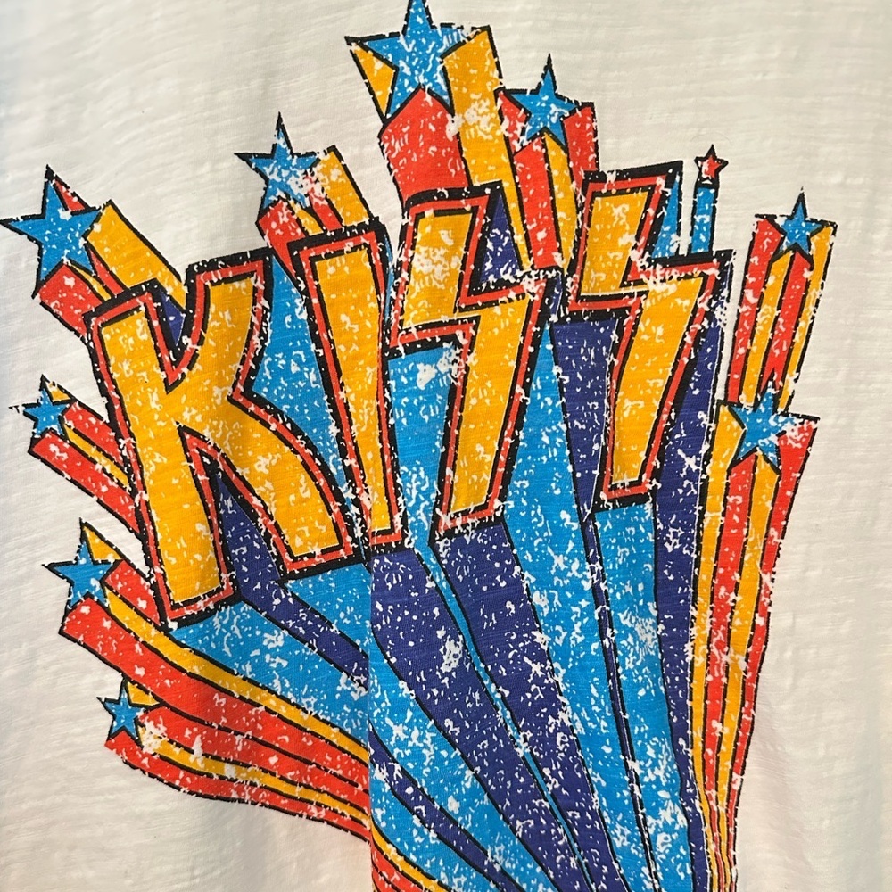 Jaded Gypsy KISS distressed white tee Small/Medium - Picture 2 of 8